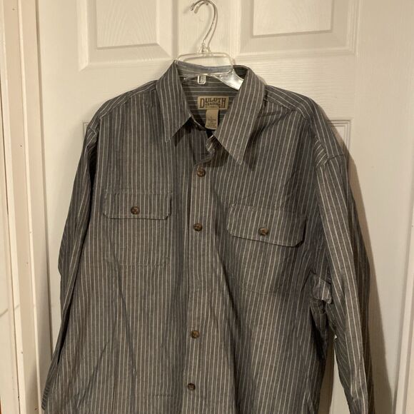 Duluth Trading Co. Men’s Shirt Size Large Front Button Coolmax Vertical Stripes - Picture 5 of 12